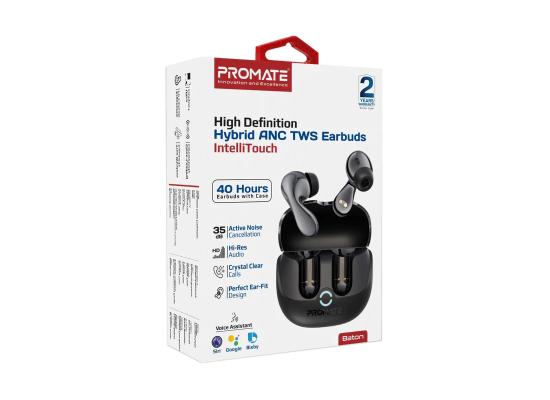 promate Baton High-Definition Hybrid ANC TWS Earbuds with IntelliTouch